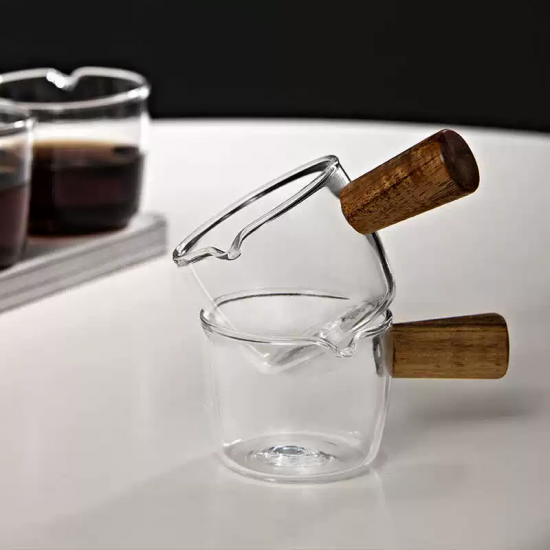 Glass Cup with Wooden Handle Large
